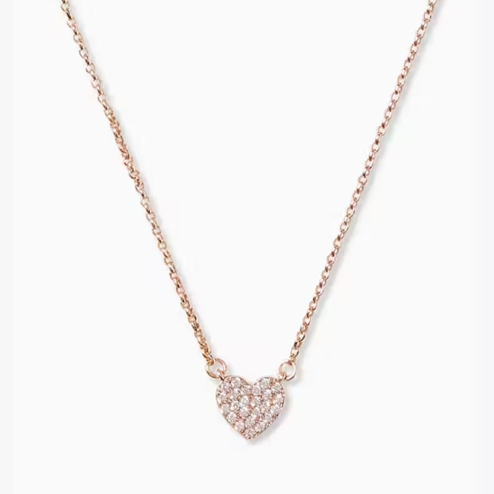 Yours Truly Pave Heart Mini Pendant Necklace rose gold